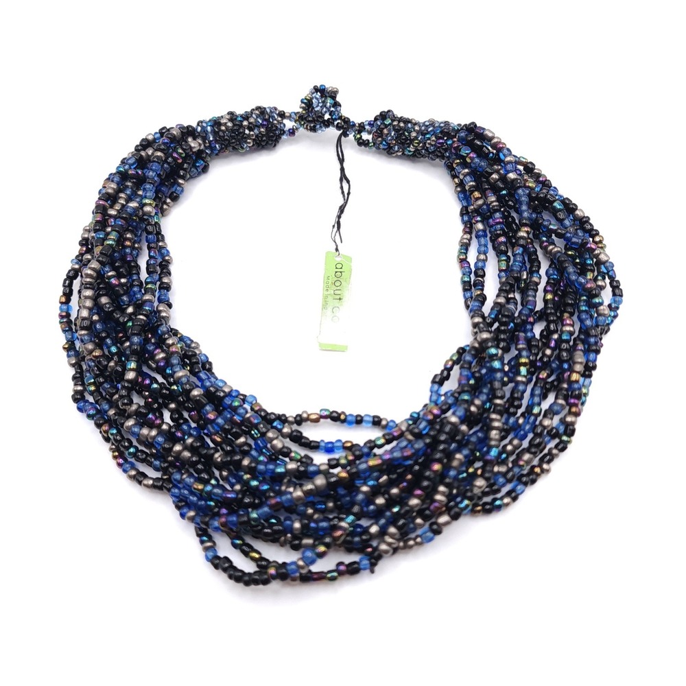 About Color Multi Strand Seed Bead Necklace Indonesia Statement 20in